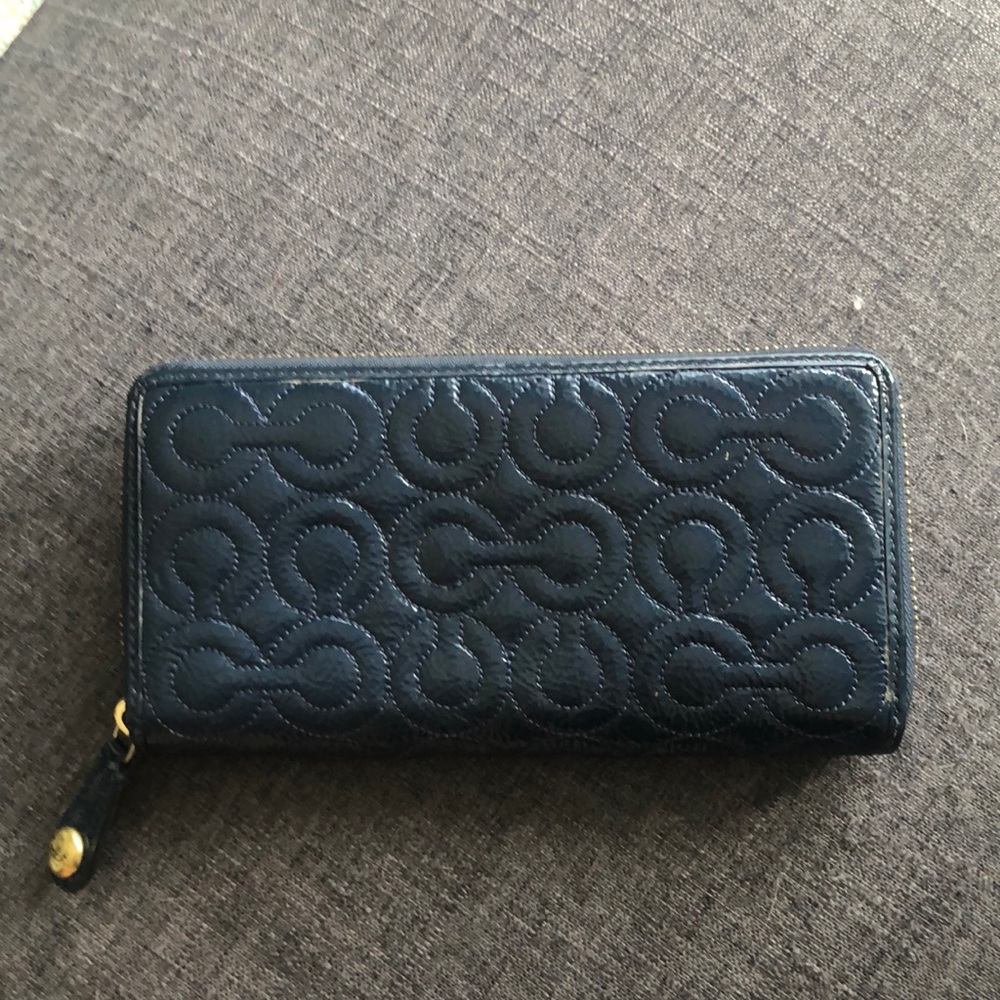 Coach Navy Blue Patent Leather Wallet